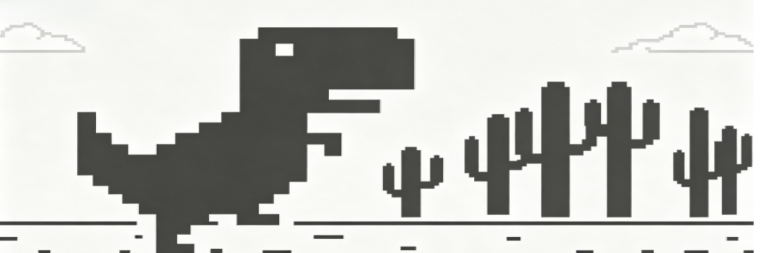 Chrome Dino running past cacti
